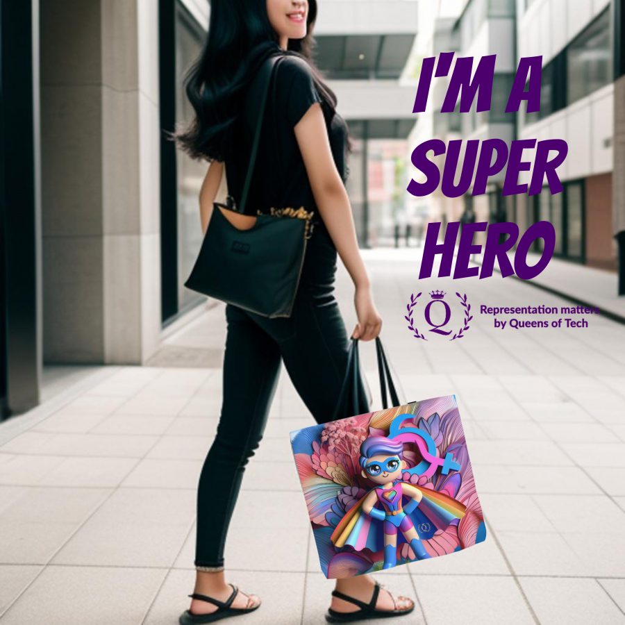 M A Rainbow Super Hero Deib Tote Bags Queens Of Tech