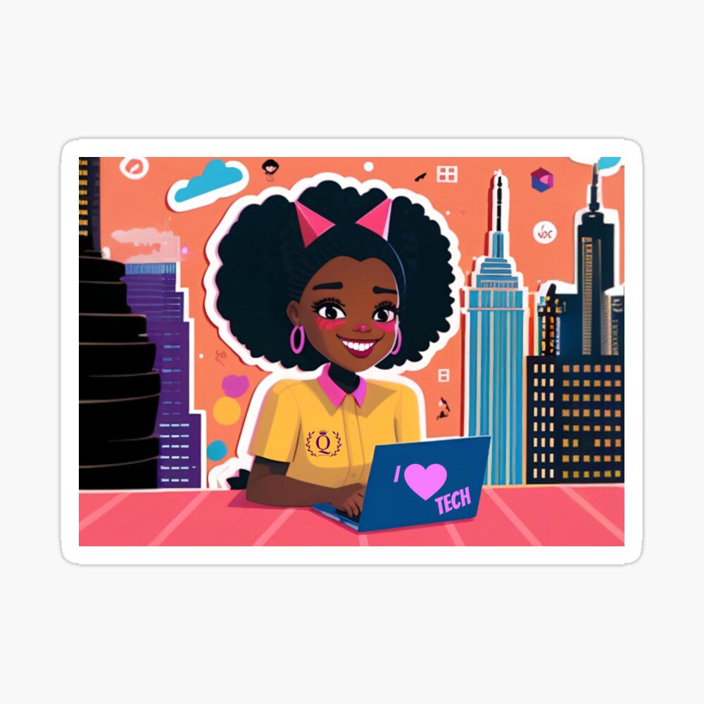 Black Tech Girl In NYC | Representation In Tech Matters | Queens of Tech DEIB Design Collection Sticker